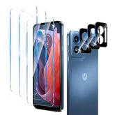 3 Pack Screen Protector Designed For Motorola Moto G Play 5G 2024 With 3 Pack Tempered Glass Camera Lens Protector,Ultra Hd Clear,9H Hardness,Easy Install - Case Friendly,Scratch Resistant