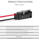 Short Hinge Straight Lever Waterproof Momentary Push Button Micro Limit Switch With Line Nc(Normally Closed) Snap Action Mini Switches 2 Pins 1 Pc For Arduino