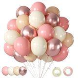 Retro Blush Pink Party Balloons, 60Pcs 12Inch Dusty Pink Metallic Chrome Rose Gold Balloons Beige Blush Latex Balloons For Birthday Wedding Baby Shower Party Decoration