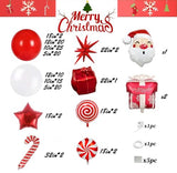 Christmas Balloon Garland Arch kit with Red White Balloons, Candy, Cane, Star, Explosion-Star, Gift Box, santa-claus Foil Balloons for Xmas Party Decorations