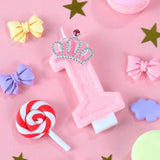 Pink Birthday Candle Crown Number 1 Candles 1St Cake Candle,Pink Birthday Cake Topper Cupcake Decorations Party Decor For Girls And Women Anniversary Celebrations Supplies Favors
