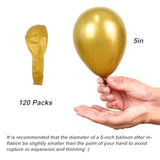 120 Gold Chrome Balloons – 5" Metallic Latex for Parties, Weddings, Showers & Events