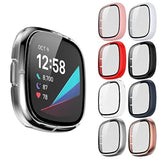 8-Packs Case Cover Compatible With Fitbit Versa 3/Sense Fitness Tracker,Hard Pc Plated Bumper&Tempered Glass Screen Protector Cases Anti-Scratch Protective Shell Smartwatch Accessory