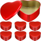 6 Pcs Valentine'S Day Heart Shaped Metal Tins With Lids 4.72" X 4.33" Valentine Candy Boxes Biscuits Jar Empty Candle Jar Heart Metal Container For Valentines Gift Party Favors (Red)