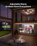 Boom Air Google Tv Portable Projector With Wifi And Bluetooth, Usb-C Powered, Smart Projector For Outdoor & Home Movie, 4K Supported, Real-Time Focus, Dolby Audio, Adjustable Stand, Off-White