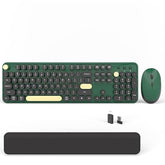 Colorful Wireless Computer Keyboards Mouse Combos, Cute Retro Typewriter Keyboard With Round Keycaps, 2.4 Ghz 104 Keys Full-Sized Usb/Type C Receiver Keyboard And Optical Mouse?Dark Green?