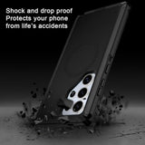 Samsung Galaxy S24 Ultra 3-Layer Shockproof Case with MagSafe Compatibility, Heavy Duty Rugged Cover for Galaxy S24 Ultra, Black