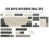 Pbt Keycaps - Xda Profile, 124 Key Retro Grey Set, Dye-Sublimated For Cherry Gateron Mx Switches 100%, 75%, 65%, 60% Mechanical Keyboards