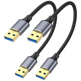 Usb 3.0 Cable 1Ft 2-Pack, Short Usb A Male To Male Cord Double Sided Cable Compatible With Hard Drive, Laptop Cooler, Dvd Player And More