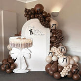 Double-Stuff Pearl White Sand Balloon Garland Arch Kit, 132Pcs 18/10/5 Inch Balloons With Metallic Gold For Wedding, Bridal, Baby Shower, Birthday, Anniversary Parties