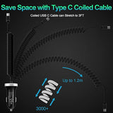 Android C Type Usb C S25 Edge Car Charger Fast Charging For Samsung Galaxy S25 Ultra/25 Plus/S24 Ultra/S23/S22/A56/A36/A26/A16/A06/A54/A53/A35/A55/A05S, Car Adapter Plug 3.4A+3Ft Coiled Usb C Cable