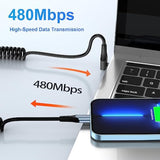 Coiled Usb C To Usb C Cable 4Ft - 90 Degree Type C To Type C Cable For Car 60W Fast Charging Retractable Charger Cable Compatible With Iphone 16/15 Plus/Pro Max