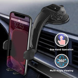 Car Phone Holder Mount,Solid Clamp Arm Strong Suction Adjustable Cell Phone Holder Car Dashboard Window For All Smartphones Automobile Vehicle Cradle-Black