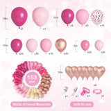 162Pcs Pink Balloon Garland Arch Kit Hot Pink Rose Gold Confetti Metal