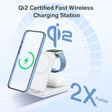 3 In 1 Foldable Wireless Charging Station Made Of Air-Pods Materials For Apple Devices Fast Charge For Iphone16 15 14 13 12 11 X/Iwatch/Airpods, Travel Charge For Magsafe Magnetic Stand