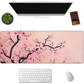 Floral Gaming Mouse Pad Extended Desk Computer Keyboard Laptop Mouse Pads For Gaming Home Office Work, Large Long Desk Mat Mousepad With Non-Slip Rubber Base 31.5×11.8Inch (Cherry Blossom)