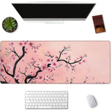 Floral Gaming Mouse Pad Extended Desk Computer Keyboard Laptop Mouse Pads For Gaming Home Office Work, Large Long Desk Mat Mousepad With Non-Slip Rubber Base 31.5×11.8Inch (Cherry Blossom)