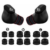 6 Pairs Double Flange Compatible With Beats Studio Buds + / Fit Pro Ear Tips, S/M/L Replacement Noise Isolation Silicone Eartips Earbuds Fit In Case For Beat Studio Buds - 2 Flange Black