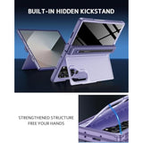 For Samsung Z Fold 6 Case With S Pen Holder & Hidden Kickstand, Built In Privacy Screen Protector Hinge Full Body Hard Phone Cover For Samsung Galaxy Z Fold 6 Case With Slim S Pen Slot β Purple