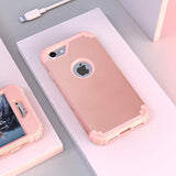 For 8 Case With Tempered Glass Screen Protector, For 7 Case, 3 In 1 Shockproof Slim Hybrid Heavy Duty Hard Pc Cover Soft Silicone Bumper Full Body Case, Rose Gold