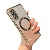 Clear Magnetic Case For Samsung Galaxy S20 Fe 5G With Gradient Glitter Peice(2 In 1), Luxury Plating Cute Transparent Bling Sparke Case For Women Girls,Shockproof Tpu Protector Cover-Gold