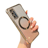 Clear Magnetic Case For Samsung Galaxy S20 Fe 5G With Gradient Glitter Peice(2 In 1), Luxury Plating Cute Transparent Bling Sparke Case For Women Girls,Shockproof Tpu Protector Cover-Gold