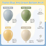 146pcs Dusty Blue Green Balloon Garland Kit Pastel Blue Sage Nude White Balloons