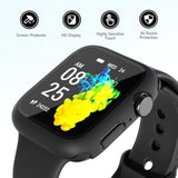 2 Pack Tempered Glass Case Compatible for Apple Watch, Hard PC Screen Protector Overall Protection Lightweight Scratch Resistant (Black, 44mm)