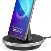 Desktop Charging Stand For Usb-C Phone And Tablets, Adjustable Case-Friendly Dock Station Charger, Super Fast Charge Compatible (Wired Type-C)