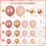 Rose Gold Pink Balloon Garland Kit, Pastel Pink Gold Metallic Nude White Balloons Rose Gold Confetti Balloons For Bridal Shower Wedding Girl Birthday Baby Shower Princess Party Decorations…