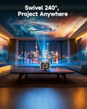 Mini Projector With Wifi And Bluetooth, Native 1080P 4K Support Portable Projectors For Iphone, Electric Focus And 180° Rotating, 170 Proyector For Home Theater, For Phone/Hdmi/Usb/Tv Stick