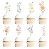 40pcs Wildflower Cupcake Toppers for Baby Shower & Birthday Cake Decorations