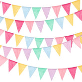 100 Pcs Pastel Pennant Flags Bunting Banner Pastel Fabric Triangle Flag Garland For Birthday Bridal Party Multicolored Summer Decoration Hanging On Wall Ceiling Window (Mixed Color)