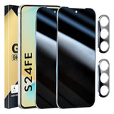 2+2 Pack Privacy Screen Protector Compatible With Galaxy S24 Fe 5G - 2 Tempered Film + 2 Camera Lens Glass - High Clarity - Bubble Free - Anti-Spy Protection - Anti-Shatter