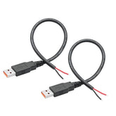 4Pcs Usb A Male To 2 Pin Bare Wire 11Inch, 18Awg 5V/6A 2 Pin Pigtail Open End Power Cord, For Usb Equipment Installed Or Replace Repair Diy Cable