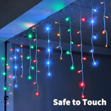 13Ft Icicle Christmas Lights 96 Led Usb/Battery Curtain Fairy Lights With 18 Drops Icicle Lights For Wedding Christmas H