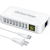 Usb Charging Station, 8-Port 60W/12A Usb Charger Station, Multi Ports Usb-A Charging Hub With Led Display, Compact Desktop Charger For Multiple Devices, Iphone Ipad Samsung Android And Tablet