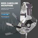 Gaming Headset For Ps4, Xbox One, Pc, Laptop, Mac, Nintendo Switch, 3.5Mm Ps4 Stereo Headset Over Ear Headphones With Noise-Cancelling Mic, Bass Surround - Camo