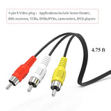 4 Pin S-Video To 3 Male Rca Composite Video Cable 1.45M(4.75Ft)