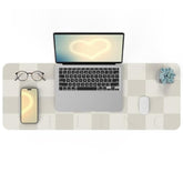 Non-Slip Desk Mat, Leather Desk Mat, Waterproof Pu Leather Desk Pad Protector, Large Mouse Pad, Easy Clean Laptop Desk Writing Mat For Work/Home/Decor(31.5"X12", White Grey)