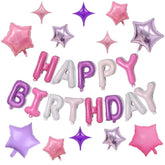 Purple And Pink Happy Birthday Balloons Kit With 16 Inch Mylar Foil Letters Balloon And Star Balloons For Birthday Party Decorations Photo Booth Backdrop