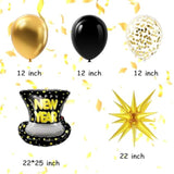 Black Gold Confetti 22In Happy New Year Star Foil Balloons 2026