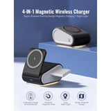 4 In 1 Wireless Charger For Iphone, Mag-Safe Charger For Iphone 16/15/14 Series, Airpods Pro 2, Iwatch Series 10/9/8/7, Foldable Charging Station For Apple Multiple Devices