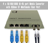 4 Port Rj-45 Gigabit Ethernet To Multimode St 850Nm Fiber Media Converter | Mini Switch - Built-In Fiber Module 550M (0.34 Miles) To Utp Cat5E Cat6 4 X 10 100 1000 Rj-45 Autosensing Ports