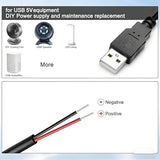 2Pcs 3.28FT USB 2.0 A Male 2-Pin Bare Wire (5V/2A) Black Open End Pigtail Cable for DIY Repair & Power Supply