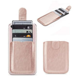 PU Leather Phone Card Holder RFID Stick-On Wallet Rosegold