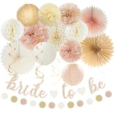 21-Pc Champagne-Gold Fall Boho Bachelorette & Bridal Shower Decorations