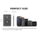 2-Pocket Adhesive Pouch For Laptop, Compatible With External Portable Ssd, Magic Mouse, Usb Cable And More - Gray