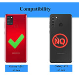 For Samsung Galaxy A21S Case With Tempered Glass Screen Protectors, Military-Grade Metal Ring Kickstand 15Ft Drop Tested Shockproof Cover For Samsung Galaxy A21S Black
