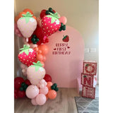 Strawberry Foil Balloons 18x26 Inch Pink Red Mylar Fruit Party Decor Pack of 4